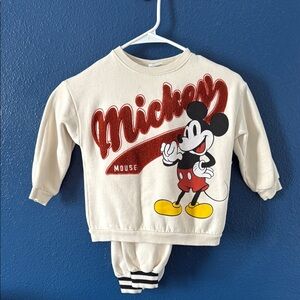 Zara Kids Mickey Mouse Cream and Red Matching Set